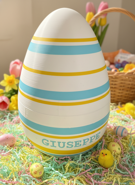 Uovo di Pasqua Personalizzato con Nome | Apribile o Salvadanaio | Uovo Decorativo Stampato in 3D | Regalo Pasqua Bambini