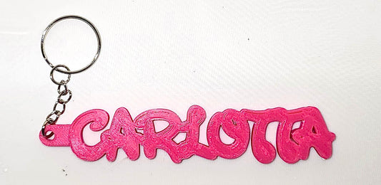 Portachiavi Nome Personalizzato in Stile Cartoon – Base Bianca + Scritta Colorata (PLA)