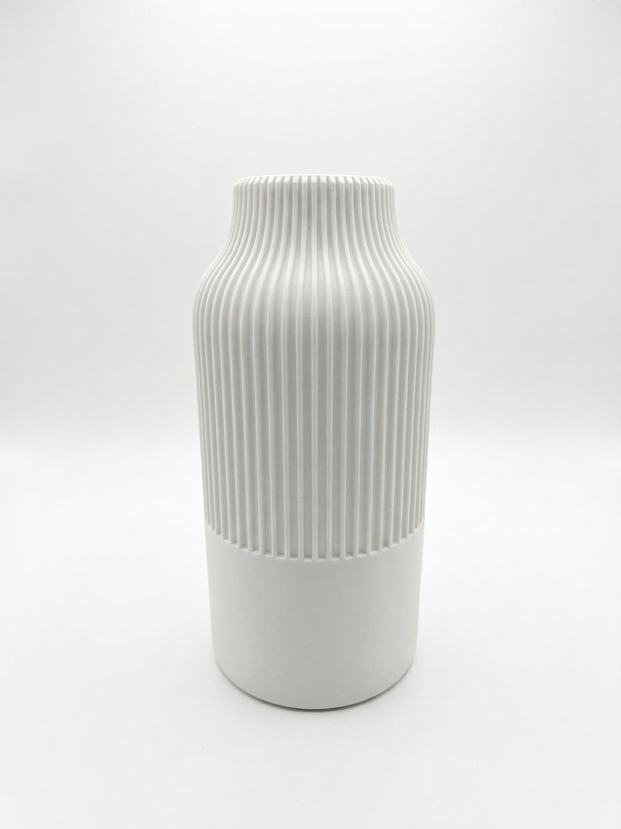 Vaso Japandi a Coste Stampato in 3D | Vaso Decorativo Minimal per Fiori Secchi