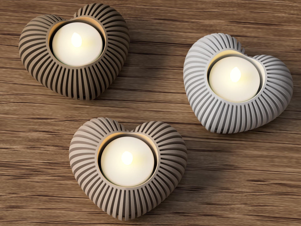 Tealight a Cuore – Portacandela LED Design Moderno (PLA) | Opzione LED Incluso