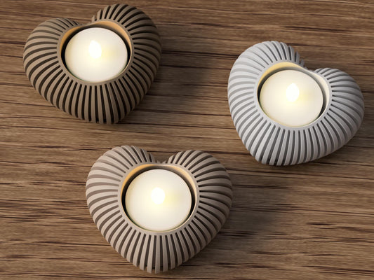 Tealight a Cuore – Portacandela LED Design Moderno (PLA) | Opzione LED Incluso