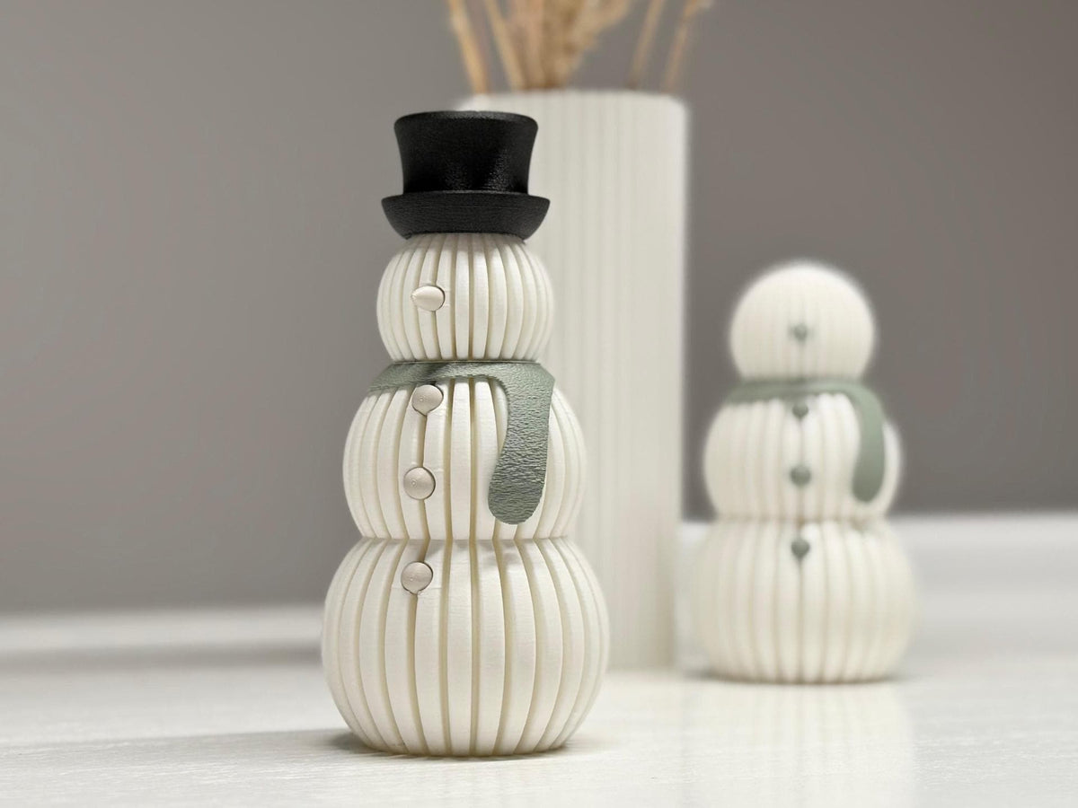 Pupazzo di neve minimal | Decorazione natalizia moderna in stile nordico | Porta lumino LED in PLA stampato in 3D, idea regalo festive 3DodLAB