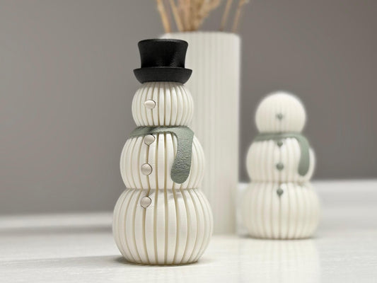Pupazzo di neve minimal | Decorazione natalizia moderna in stile nordico | Porta lumino LED in PLA stampato in 3D, idea regalo festive 3DodLAB