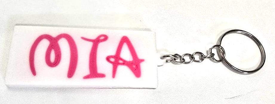 Portachiavi Nome Personalizzato in Stile Cartoon – Base Bianca + Scritta Colorata (PLA)