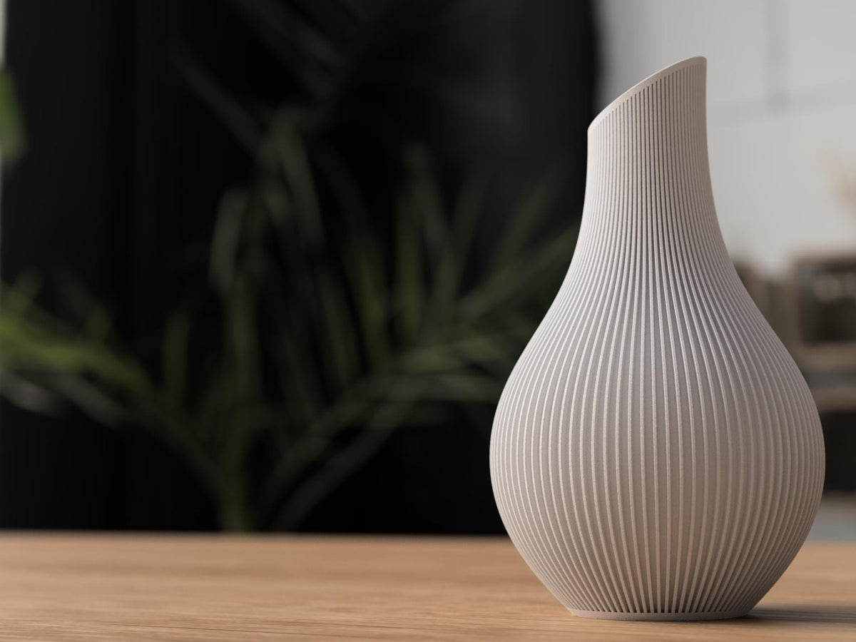 Vaso Japandi “Kanso” a Coste – Decorativo in PLA Opaco (180 / 210 mm)