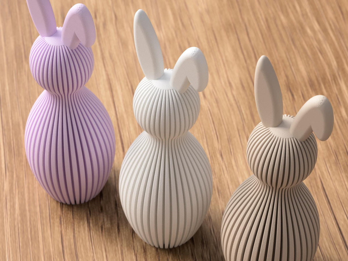 Coniglietto Pasquale Minimal con Orecchio Piegato | Japandi/Scandi | 215 o 170 mm | PLA Bio Stampa 3D