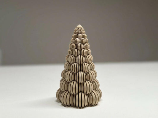 Albero di Natale “Bubbly” Rigato 15 cm – Decorazione Minimal in PLA (4 Colori)