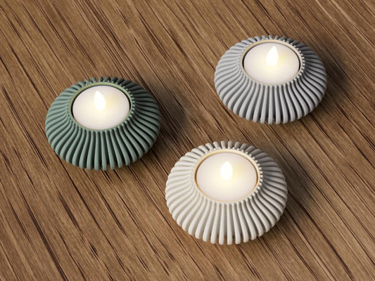 Portacandela LED minimal in PLA | Texture a coste | Idea regalo moderna per casa e salotto 3DodLAB