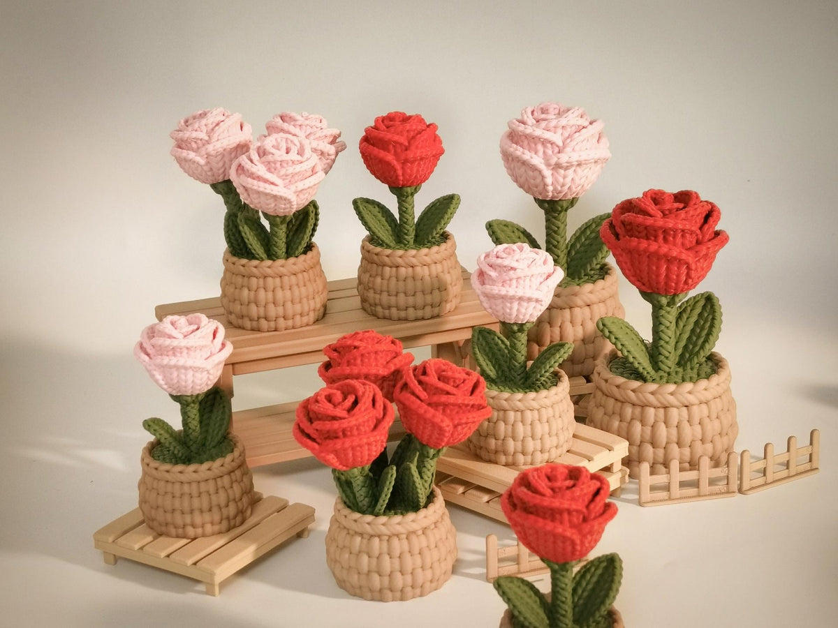 Rose decorative 3D effetto maglia