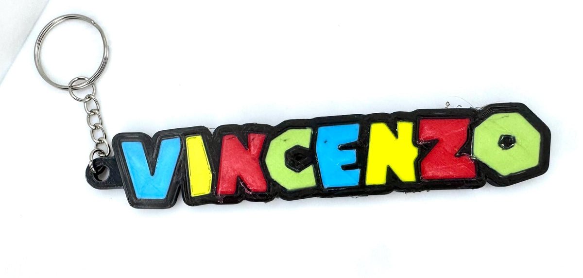 Portachiavi Nome Personalizzato in Stile Retro Gaming – Lettere 3D a Blocchi (PLA)