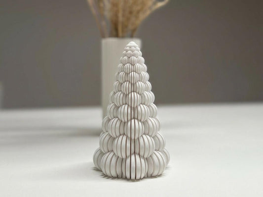 Albero di Natale “Bubbly” Rigato 15 cm – Decorazione Minimal in PLA (4 Colori)