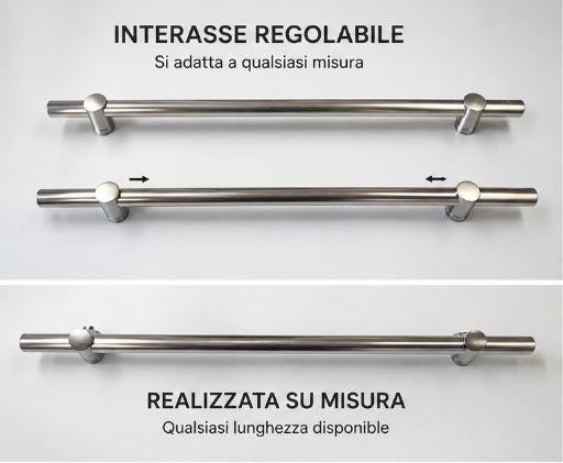 Maniglia Universale Regolabile in Alluminio Satinato | Su Misura per Mobili, Porte e Bagno