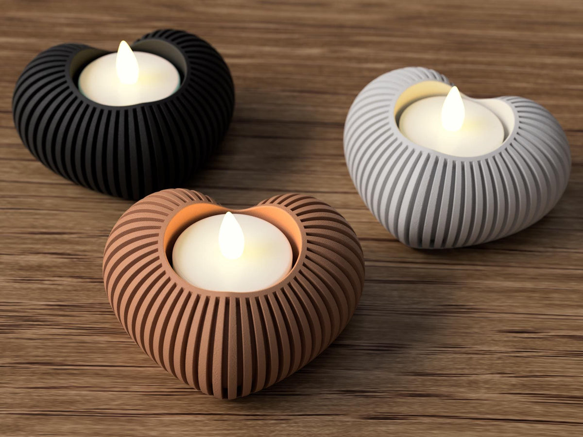 Tealight a Cuore – Portacandela LED Design Moderno (PLA) | Opzione LED Incluso