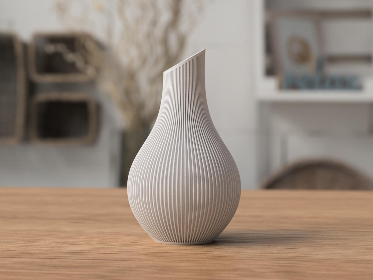 Vaso Japandi “Kanso” a Coste – Decorativo in PLA Opaco (180 / 210 mm)
