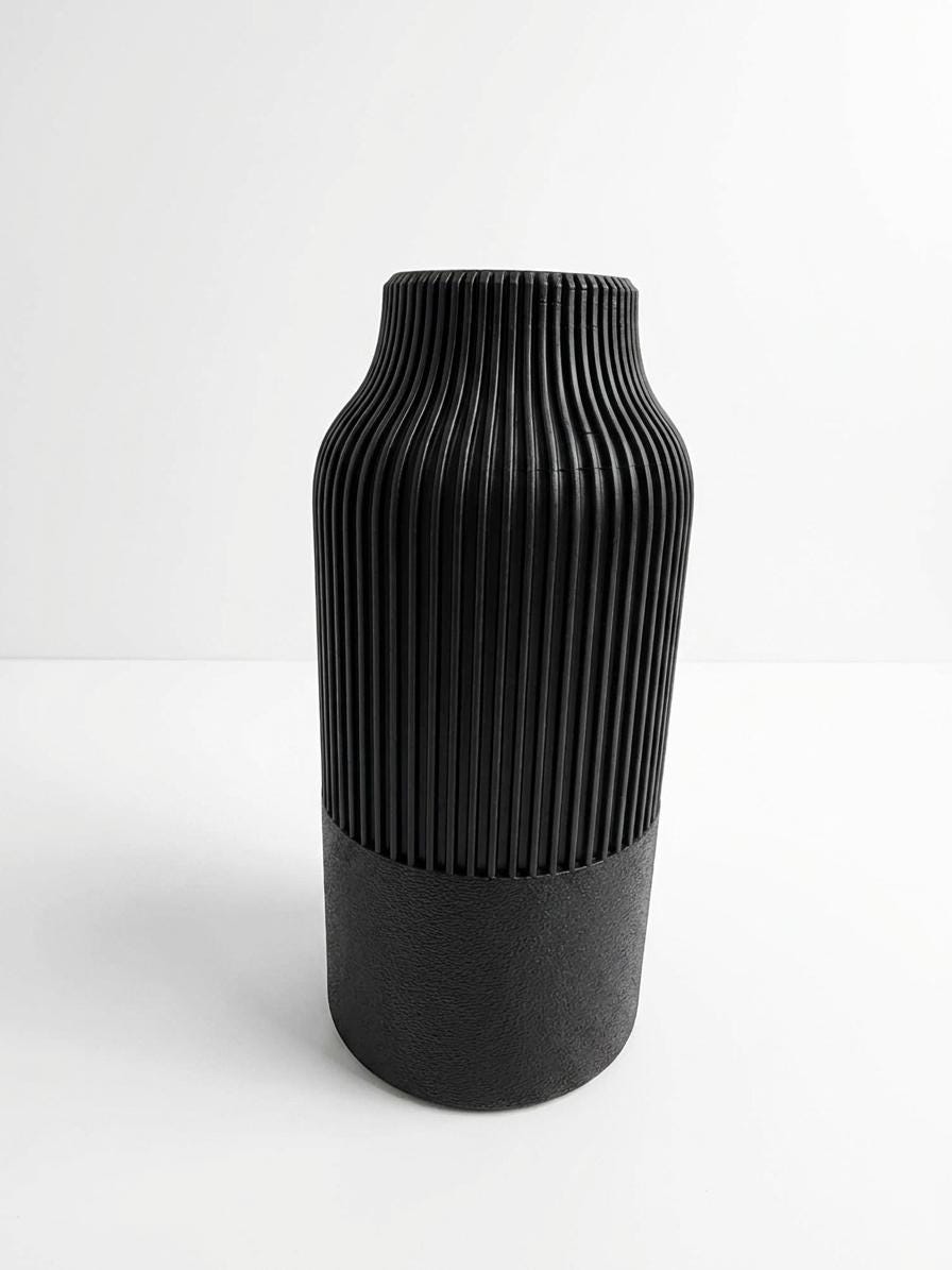 Vaso Japandi a Coste Stampato in 3D | Vaso Decorativo Minimal per Fiori Secchi