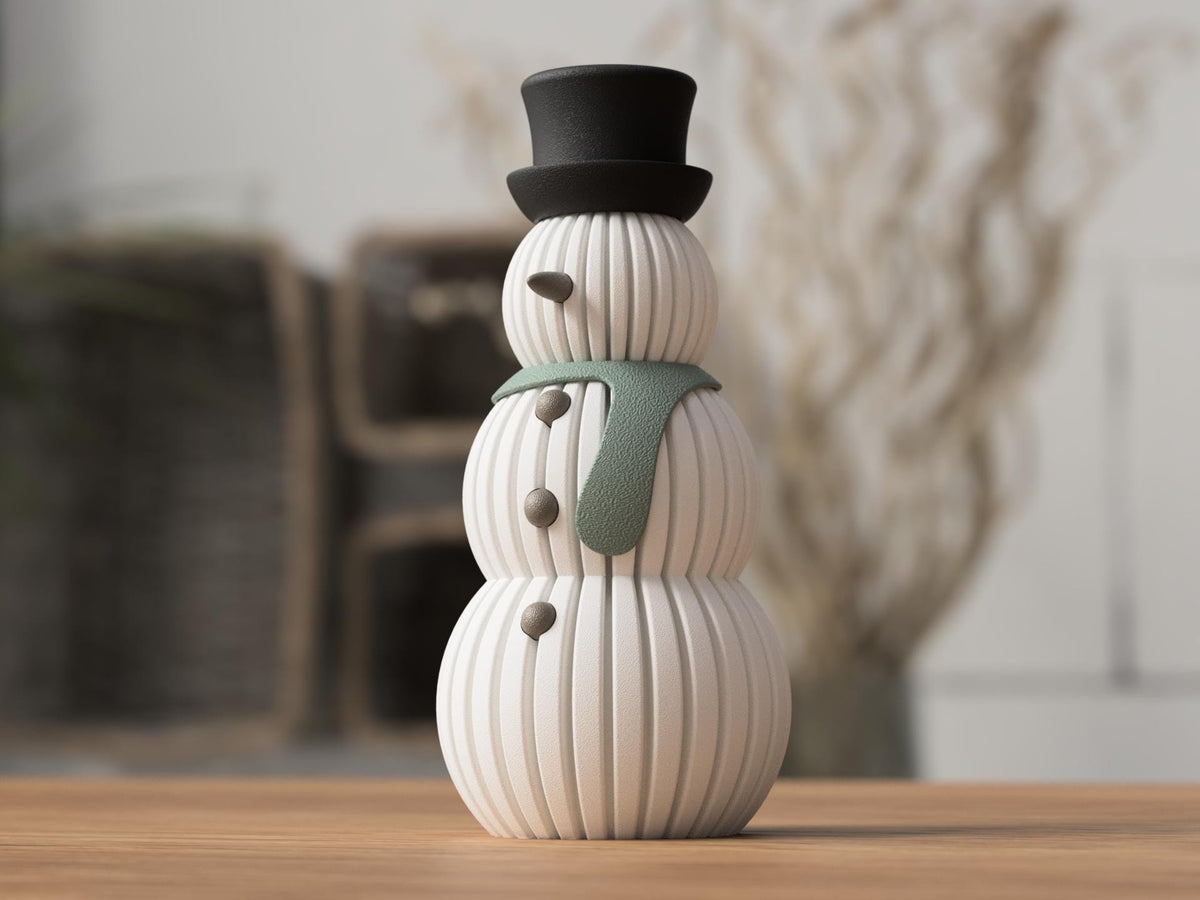 Pupazzo di neve minimal | Decorazione natalizia moderna in stile nordico | Porta lumino LED in PLA stampato in 3D, idea regalo festive 3DodLAB