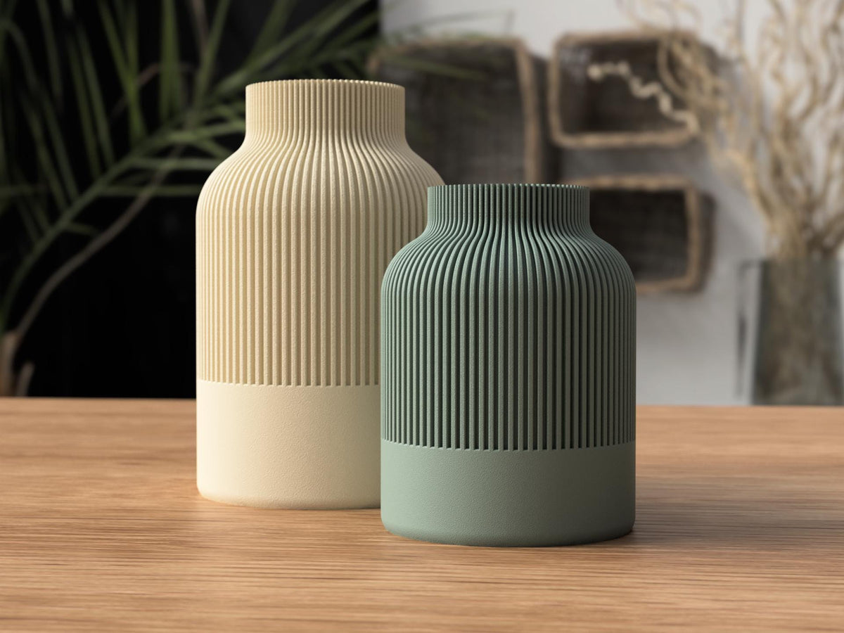 Vaso Japandi a Coste – Vaso Decorativo in PLA (160 mm / 220 mm) | 9 Colori
