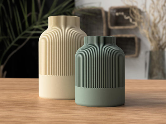 Vaso Japandi a Coste – Vaso Decorativo in PLA (160 mm / 220 mm) | 9 Colori