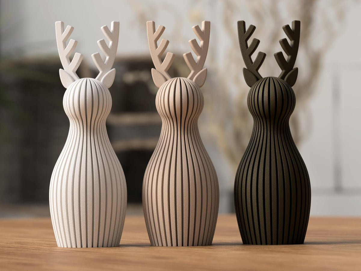 Renna natalizia minimal scandinava in PLA | Decorazione moderna stampata in 3D | Renna a coste 3DodLAB