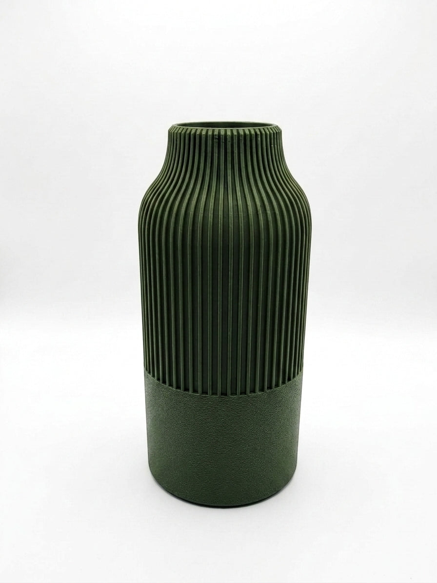 Vaso Japandi a Coste Stampato in 3D | Vaso Decorativo Minimal per Fiori Secchi