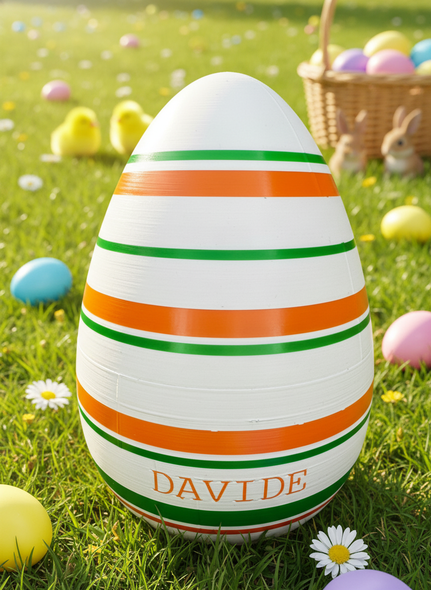Uovo di Pasqua Personalizzato con Nome | Apribile o Salvadanaio | Uovo Decorativo Stampato in 3D | Regalo Pasqua Bambini