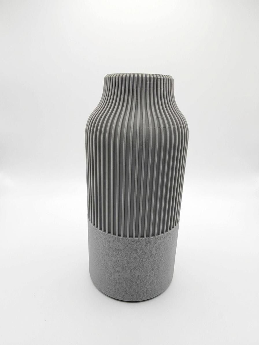 Vaso Japandi a Coste Stampato in 3D | Vaso Decorativo Minimal per Fiori Secchi
