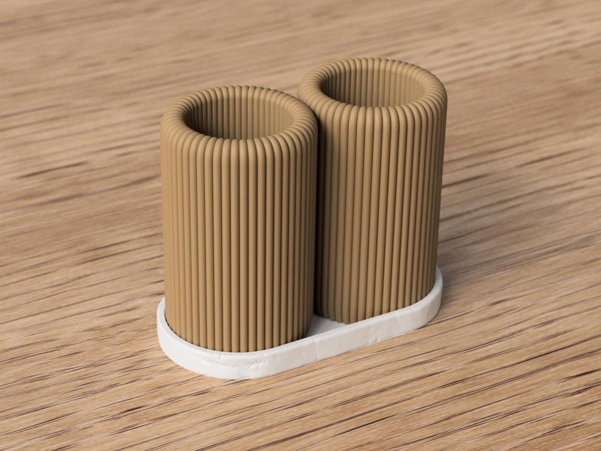 Organizer bagno Shiro effetto pietra – porta spazzolini 3D