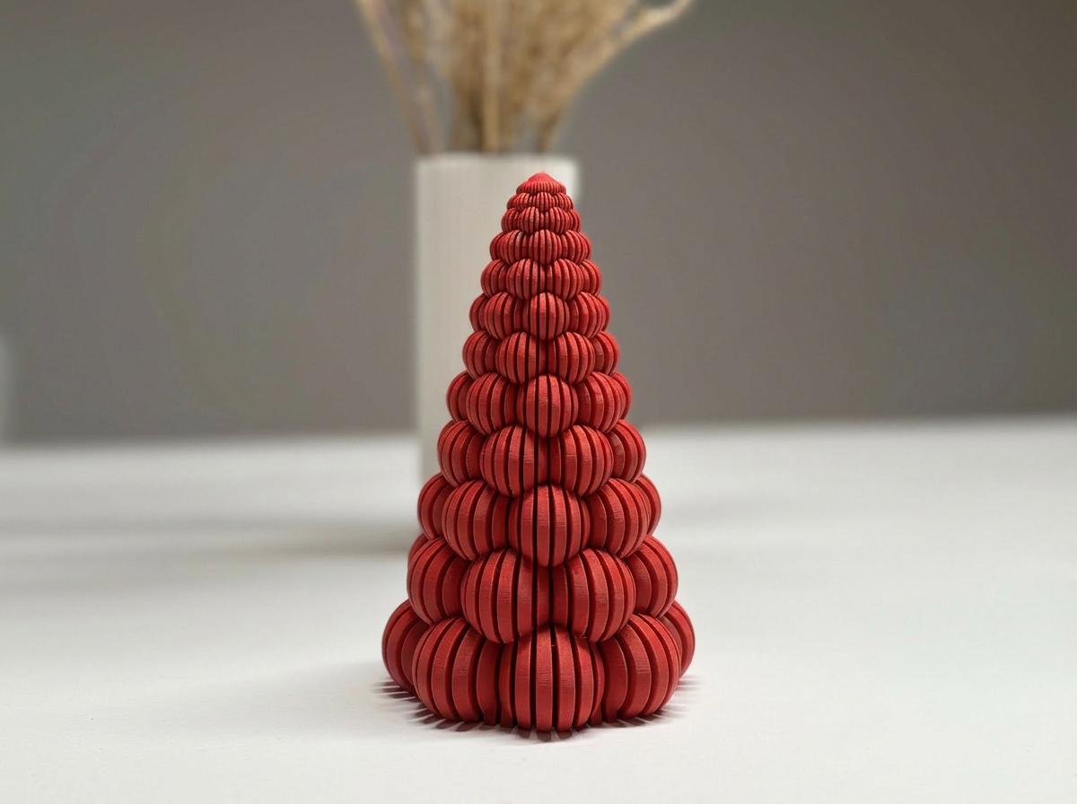 Albero di Natale “Bubbly” Rigato 15 cm – Decorazione Minimal in PLA (4 Colori)