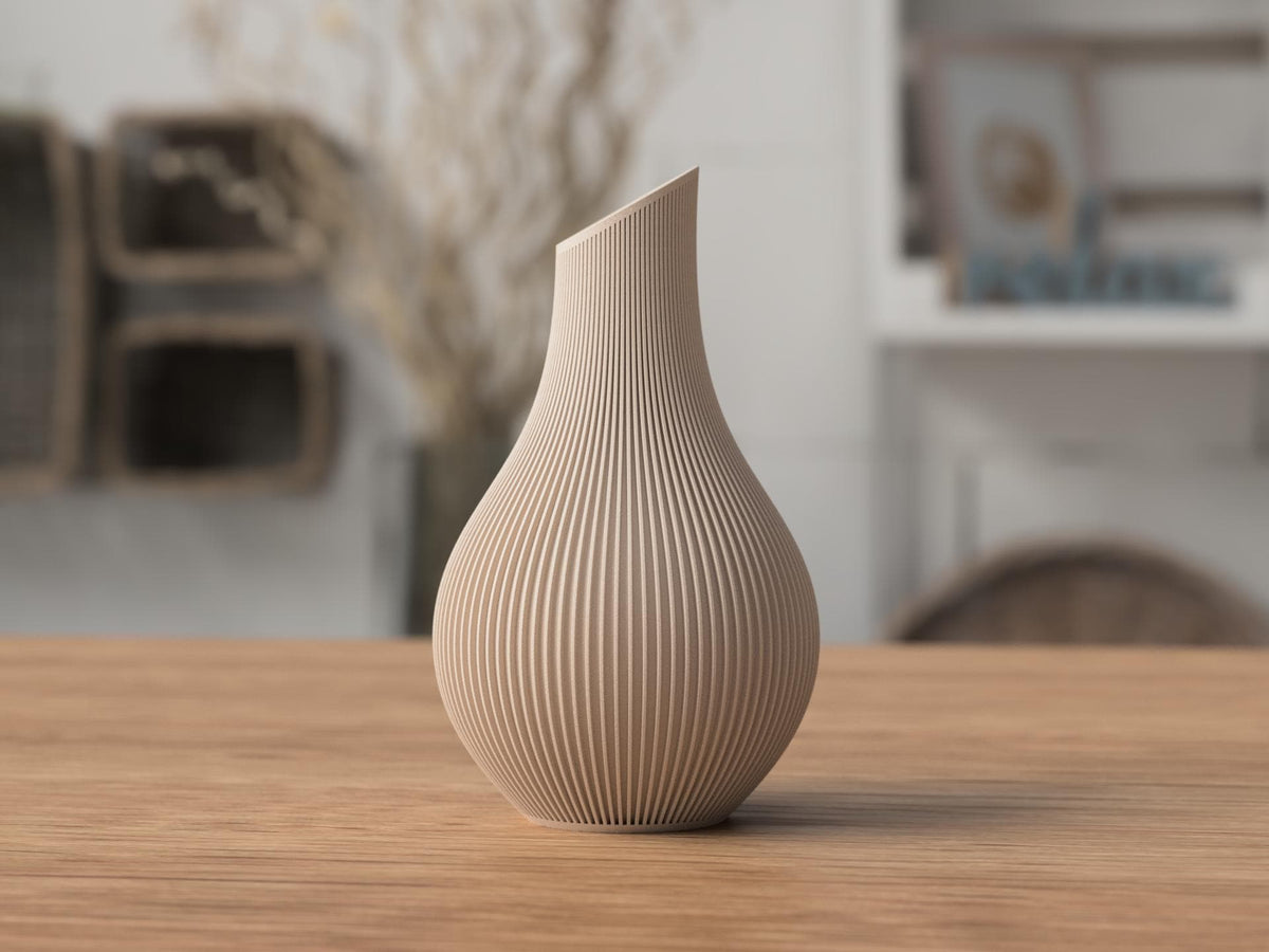 Vaso Japandi “Kanso” a Coste – Decorativo in PLA Opaco (180 / 210 mm)