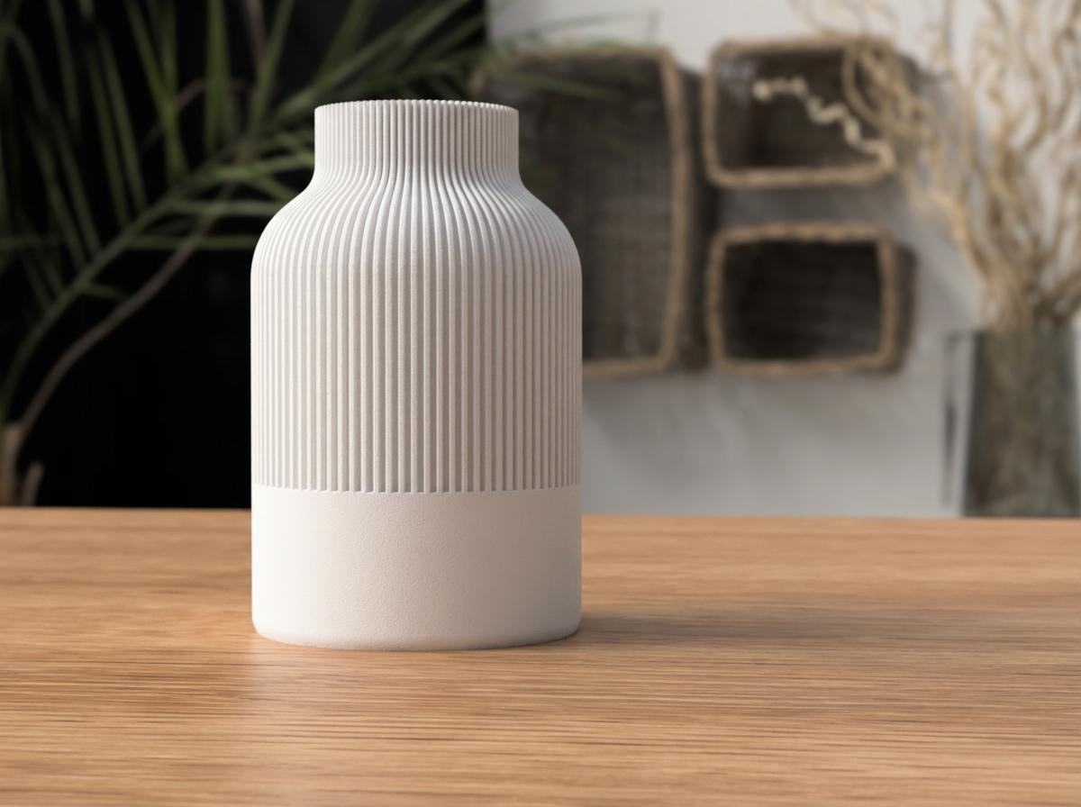 Vaso Japandi a Coste – Vaso Decorativo in PLA (160 mm / 220 mm) | 9 Colori
