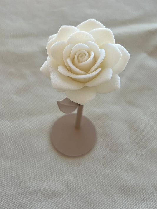 Rosa eterna Premium stampata in 3D | Finitura vellutata fuzzy skin | Bianco caldo o Rosa zucchero filato | Stelo beige | 15/20/25 cm | 3DodLab