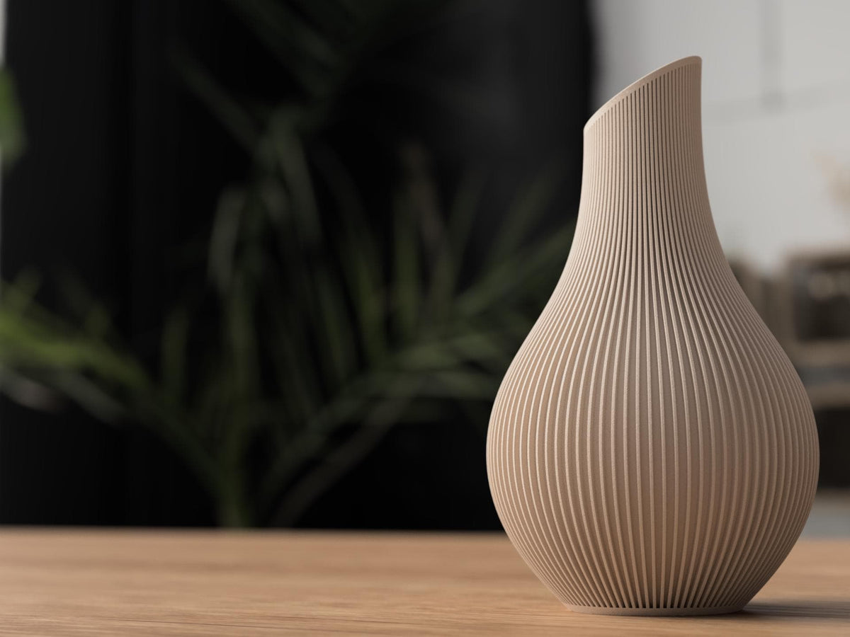 Vaso Japandi “Kanso” a Coste – Decorativo in PLA Opaco (180 / 210 mm)