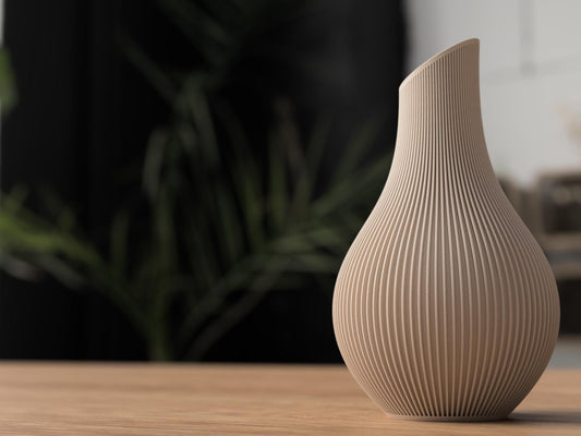 Vaso Japandi “Kanso” a Coste – Decorativo in PLA Opaco (180 / 210 mm)