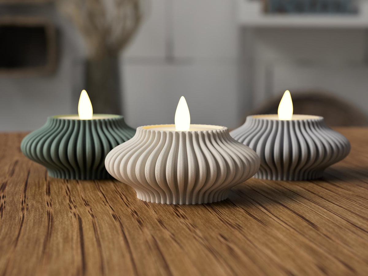 Portacandela LED minimal in PLA | Texture a coste | Idea regalo moderna per casa e salotto 3DodLAB