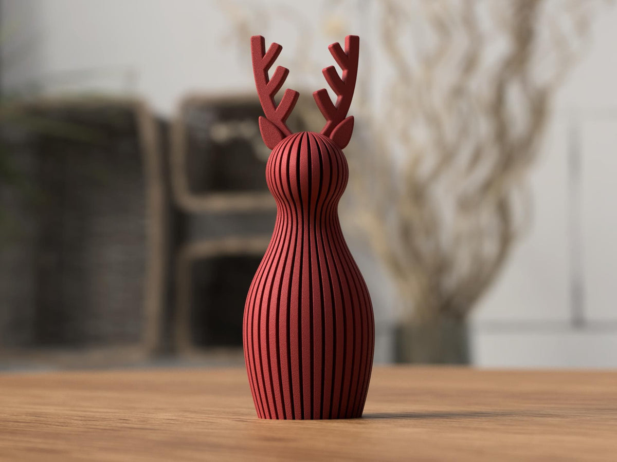 Renna natalizia minimal scandinava in PLA | Decorazione moderna stampata in 3D | Renna a coste 3DodLAB